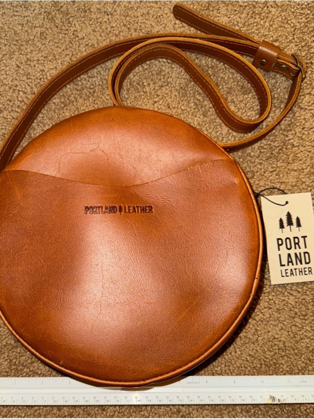 Portland Leather Tag - Tan and Black Branding